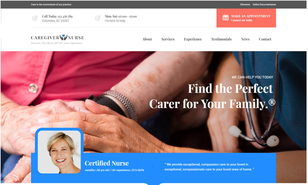 elderly care WordPress theme