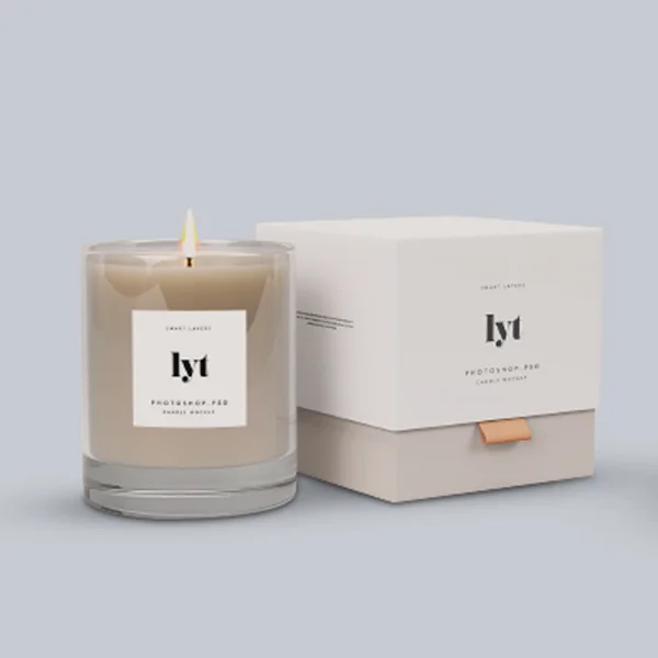 Candle box with branded insert for premium unboxing experience